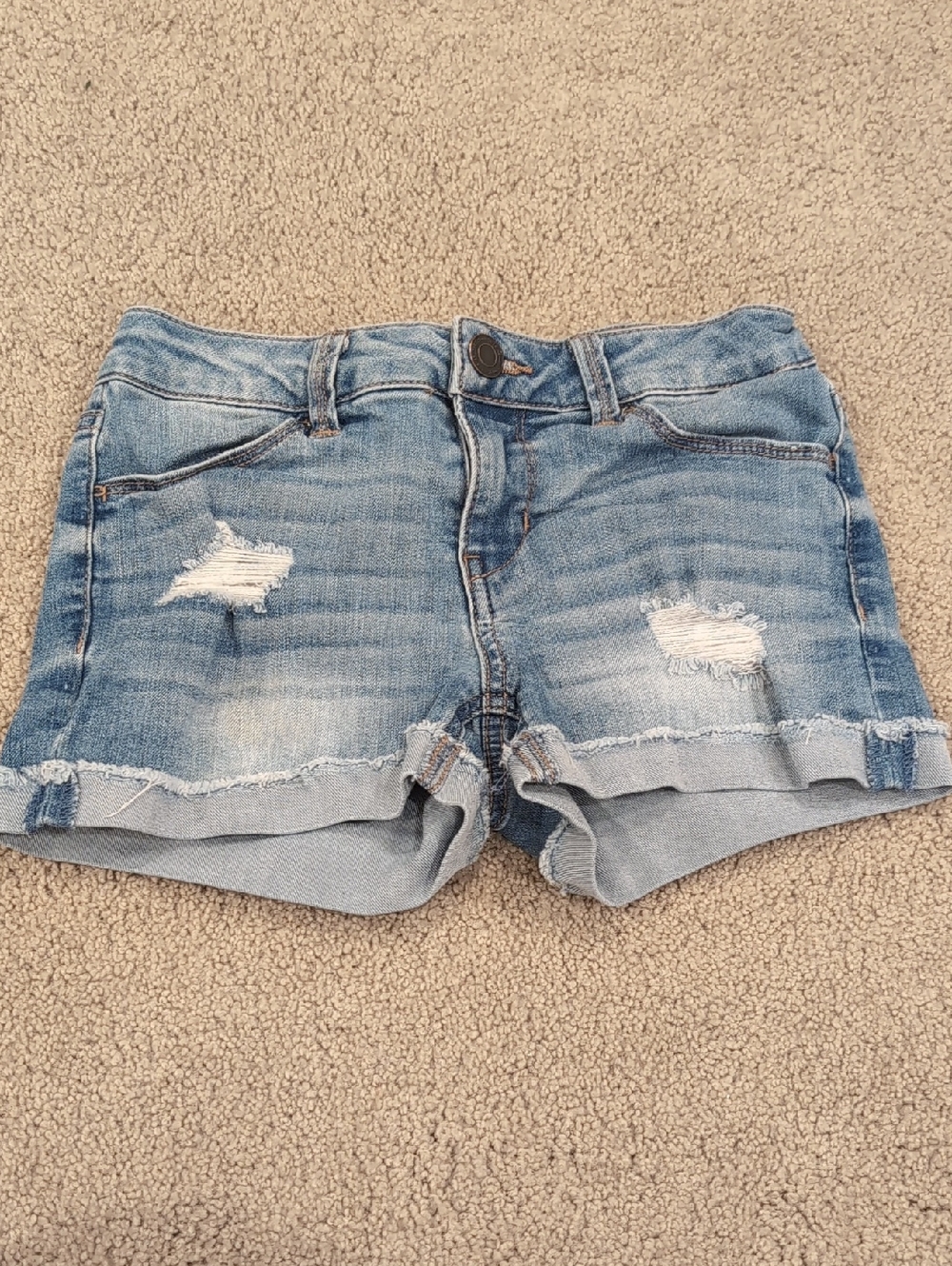 Light Blue Distressed Denim Shorts